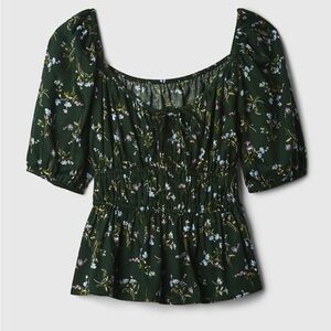 GAP Dark Green Floral Blouse